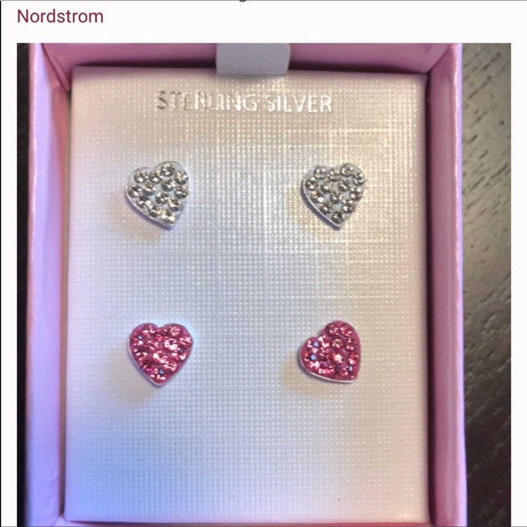 Sterling Silver Blinged Out Heart Studs 20$